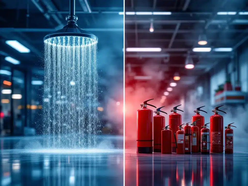 Wat is het verschil tussen sprinklerinstallaties en blusmiddelen?