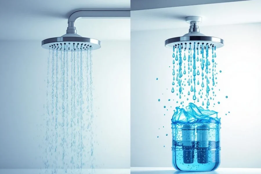 Moderne sprinklerinstallatie met traditionele en regenwater-aangedreven sproeikoppen en filtertank voor duurzame brandveiligheid